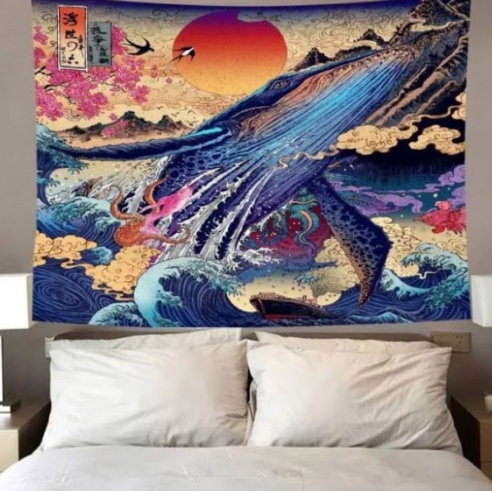 XL Legendary Great Whale Tapestry
